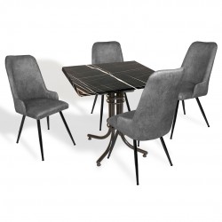 Buket Werzalit Kare ESB -Çırağan Mutfak Masa Takımı - Royal Mermer Füme