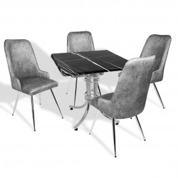 Buket Werzalit Kare-Çırağan Masa Takımı - Royal Mermer Füme