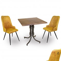 Buket Werzalit Kare ESB-Çırağan 2li Mutfak Masa Takımı - Antik Dark Sarı