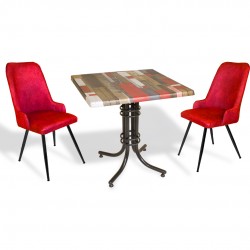 Buket Werzalit Kare ESB-Çırağan 2li Mutfak Masa Takımı - Red Wood Kırmızı