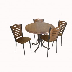 Buket Werzalit Yuvarlak ESB-Merdiven Mutfak Masa Takımı - Antik Dark Kahve