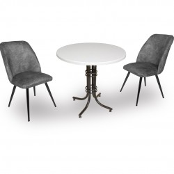 Buket Werzalit Yuvarlak ESB - Nilüfer 2li Mutfak Masa Takımı - Füme