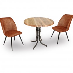 Buket Werzalit Yuvarlak ESB - Nilüfer Fiskos Seti - Indiana Wood Kahve