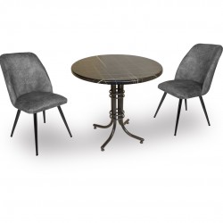 Buket Werzalit Yuvarlak ESB - Nilüfer Fiskos Seti - Royal Mermer Füme