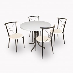 Buket Werzalit Yuvarlak ESB - Tiffany Mutfak Masa Takımı - Beyaz