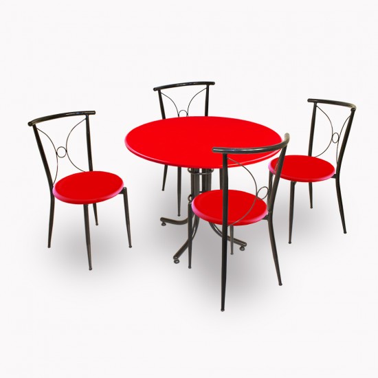 Buket Werzalit Yuvarlak ESB - Tiffany Mutfak Masa Takımı - Kırmızı