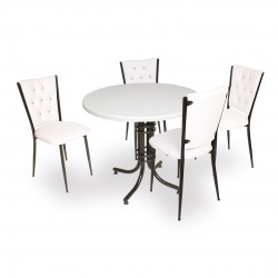 Buket Werzalit Yuvarlak ESB-Kapitoneli Mutfak Masa Takımı - Beyaz