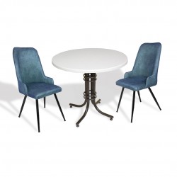 Buket Werzalit Yuvarlak ESB-Çırağan 2li Mutfak Masa Takımı - Mavi