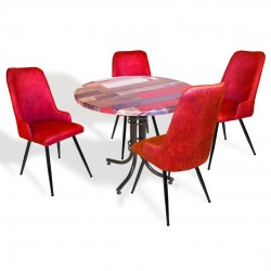 Buket Werzalit Yuvarlak ESB-Çırağan Mutfak Masa Takımı -  Red Wood Kırmızı Buket Werzalit Yuvarlak ESB-Çırağan Mutfak Masa Takımı -  Red Wood Kırmızı