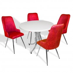 Buket Werzalit Yuvarlak -Çırağan Mutfak Masa Takımı - Bordo