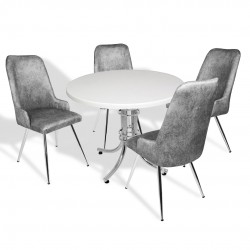 Buket Werzalit Yuvarlak -Çırağan Mutfak Masa Takımı - Füme