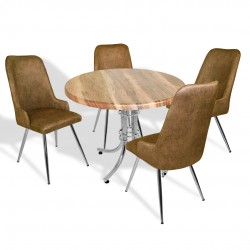 Buket Werzalit Yuvarlak -Çırağan Mutfak Masa Takımı - Indiana Wood Kahve