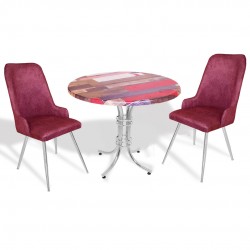 Buket Werzalit Yuvarlak - Çırağan 2li Mutfak Masa Takımı -  Red Wood Fuşya Buket Werzalit Yuvarlak - Çırağan 2li Mutfak Masa Takımı -  Red Wood Fuşya