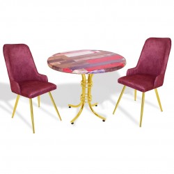 Buket Werzalit Yuvarlak-Çırağan Gold 2li Masa Takımı - Red Wood Fuşya Buket Werzalit Yuvarlak-Çırağan Gold 2li Masa Takımı - Red Wood Fuşya