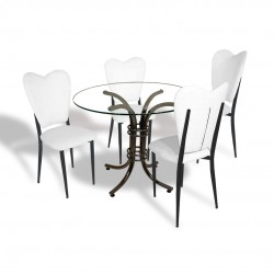 Aşk-ı Derun - Buket Cam  Mutfak Masa Takımı - Beyaz