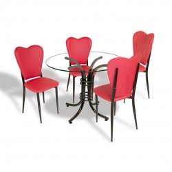 Aşk-ı Derun - Buket Cam  Mutfak Masa Takımı - Pembe Aşk-ı Derun - Buket Cam  Mutfak Masa Takımı - Pembe