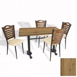 Çipa Döküm Ayak - Papelli Sandalye Mutfak Masa Takımı (Werzalit, Wermodin ve Allzalit Tabla) - Canyon Palace Oak - Krem - 70X120