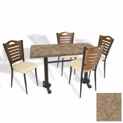 Çipa Döküm Ayak - Papelli Sandalye Mutfak Masa Takımı (Werzalit, Wermodin ve Allzalit Tabla) - Edgy Wood - Krem - 70X120