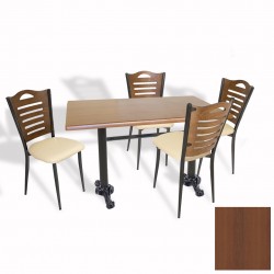 Çipa Döküm Ayak - Papelli Sandalye Mutfak Masa Takımı (Werzalit, Wermodin ve Allzalit Tabla) - Koyu Ahşap - Krem - 70X120