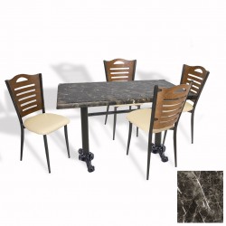 Çipa Döküm Ayak - Papelli Sandalye Mutfak Masa Takımı (Werzalit, Wermodin ve Allzalit Tabla) - Teramo - Krem - 70X120