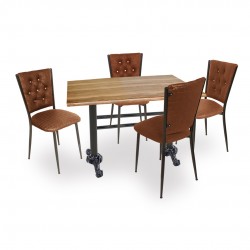 Çipa Werzalit-Kapitoneli Mutfak Masa Takımı - Indiana Wood Kahve