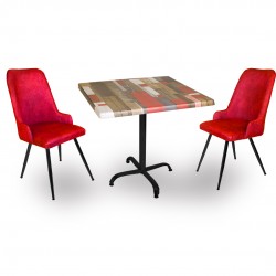 Indigo Werzalit Kare - Çırağan 2li Masa Takımı (60x60) - Bordo Indigo Werzalit Kare - Çırağan 2li Masa Takımı (60x60) - Bordo