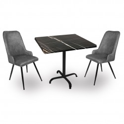 Indigo Werzalit Kare - Çırağan Fiskos Seti (60x60) - Royal Mermer Füme Indigo Werzalit Kare - Çırağan Fiskos Seti (60x60) - Royal Mermer Füme