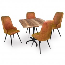 Indigo Werzalit Kare - Çırağan Masa Takımı (80x80) - Indıana Wood Kiremit