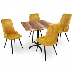 Indigo Werzalit Kare - Çırağan Masa Takımı (80x80) - Indıana Wood Sarı