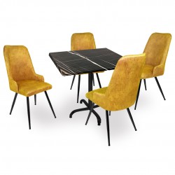 Indigo Werzalit Kare - Çırağan Masa Takımı (80x80) - Royal Mermer Sarı