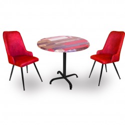 Indigo Werzalit Yuvarlak - Çırağan 2li Masa Takımı (70 cm çap) - Bordo