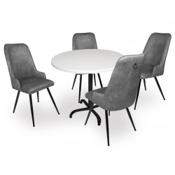 Indigo Werzalit Yuvarlak - Çırağan Masa Takımı (90 cm çap) - Füme