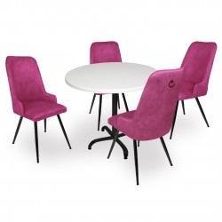 Indigo Werzalit Yuvarlak - Çırağan Masa Takımı (90 cm çap) - Mor