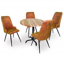 Indigo Werzalit Yuvarlak - Çırağan Masa Takımı (90 cm çap) - Indiana Wood Kiremit