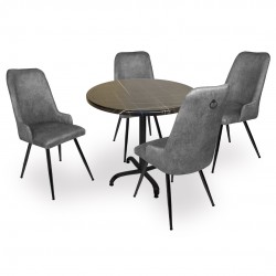 Indigo Werzalit Yuvarlak - Çırağan Masa Takımı (90 cm çap) - Royal Mermer Füme