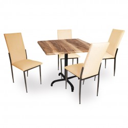 Indigo Werzalit Kare - Gözde Masa Takımı (80x80) - Indiana Wood Kapiçino