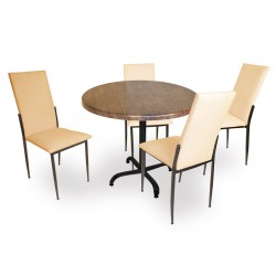 Indigo Werzalit Yuvarlak - Gözde Masa Takımı (90 cm çap) - Antik Dark Kapiçino