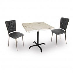Indigo Werzalit Kare - Kapitoneli Fiskos Takımı (60X60) - Bianco Carrara Siyah Indigo Werzalit Kare - Kapitoneli Fiskos Takımı (60X60) - Bianco Carrara Siyah