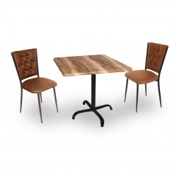 Indigo Werzalit Kare - Kapitoneli Fiskos Takımı (60X60) - Indiana Wood Kahve Indigo Werzalit Kare - Kapitoneli Fiskos Takımı (60X60) - Indiana Wood Kahve