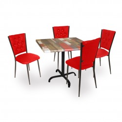 Indigo Werzalit Kare - Kapitoneli Masa Takımı (80X80) - Red Wood Kırmızı Indigo Werzalit Kare - Kapitoneli Masa Takımı (80X80) - Red Wood Kırmızı