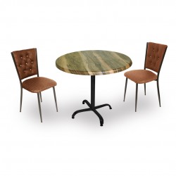 Indigo Werzalit Yuvarlak - Kapitoneli Fiskos Seti (70 cm çap) - Indiana Wood Kahve Indigo Werzalit Yuvarlak - Kapitoneli Fiskos Seti (70 cm çap) - Indiana Wood Kahve