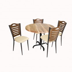 Indigo Werzalit Yuvarlak - Merdiven Tip Masa Takımı (70 cm çap) - Indiana Wood Krem