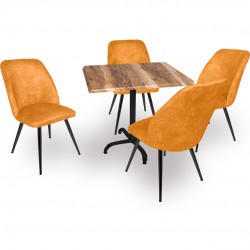 Indigo Werzalit Kare - Nilüfer Masa Takımı (80X80) - Indıana Wood Sarı