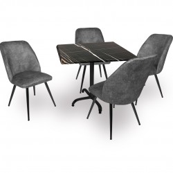 Indigo Werzalit Kare - Nilüfer Masa Takımı (80X80) - Royal Mermer Füme