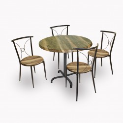 Indigo Werzalit Yuvarlak - Tiffany Masa Takımı (90cm) - Indiana Wood  Kahve Indigo Werzalit Yuvarlak - Tiffany Masa Takımı (90cm) - Indiana Wood  Kahve