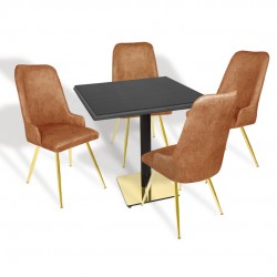 Karanfil Gold Werzalit Kare - Çırağan Gold Masa Takımı (80X80) - (Siyah - Kiremit) Karanfil Gold Werzalit Kare - Çırağan Gold Masa Takımı (80X80) - (Siyah - Kiremit)