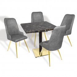 Karanfil Gold Werzalit Kare - Çırağan Gold Masa Takımı (80X80) - (Teramo - Füme) Karanfil Gold Werzalit Kare - Çırağan Gold Masa Takımı (80X80) - (Teramo - Füme)