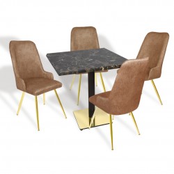 Karanfil Gold Werzalit Kare - Çırağan Gold Masa Takımı (80X80) - (Teramo - Kahve)