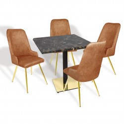 Karanfil Gold Werzalit Kare - Çırağan Gold Masa Takımı (80X80) - (Teramo - Kiremit) Karanfil Gold Werzalit Kare - Çırağan Gold Masa Takımı (80X80) - (Teramo - Kiremit)