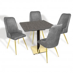 Karanfil Gold Werzalit Kare - Çırağan Gold Masa Takımı (80X80) - (Twister - Füme) Karanfil Gold Werzalit Kare - Çırağan Gold Masa Takımı (80X80) - (Twister - Füme)